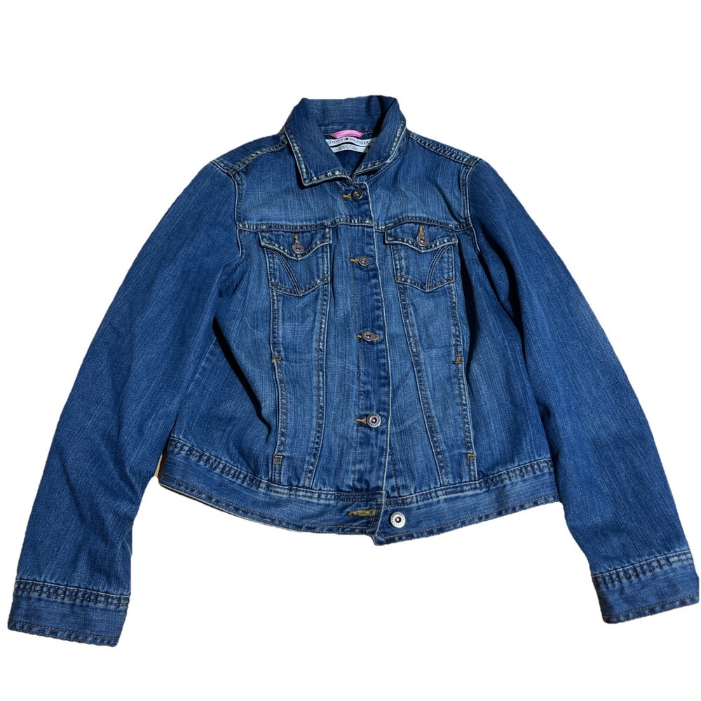 Tommy Hilfiger Jeans Jacket Womens‎ Size M Blue Denim Trucker Button Up